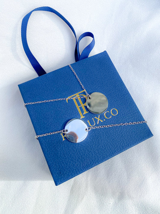 Silver Minimalist Engravable Disc bracelet