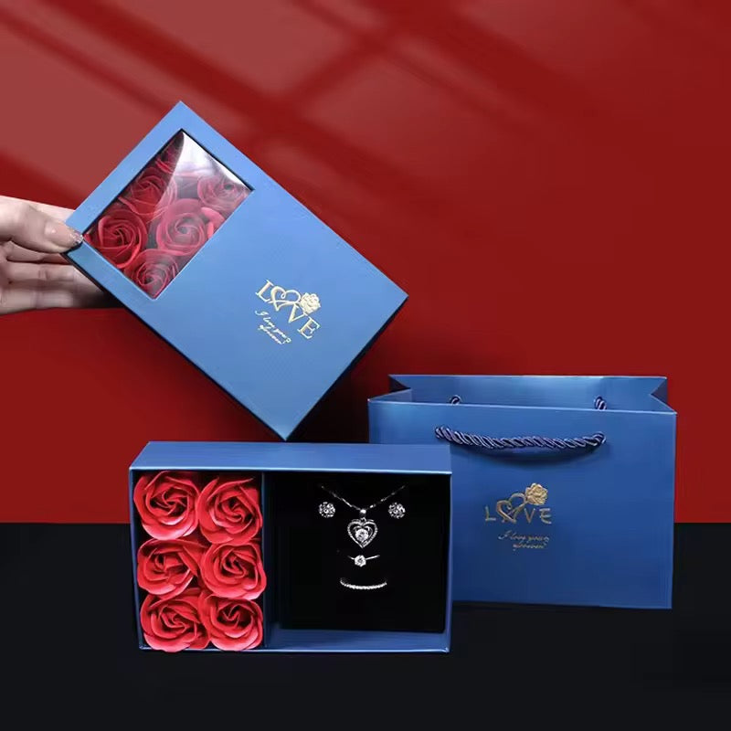 Blue roses unisex gift box + gift bag