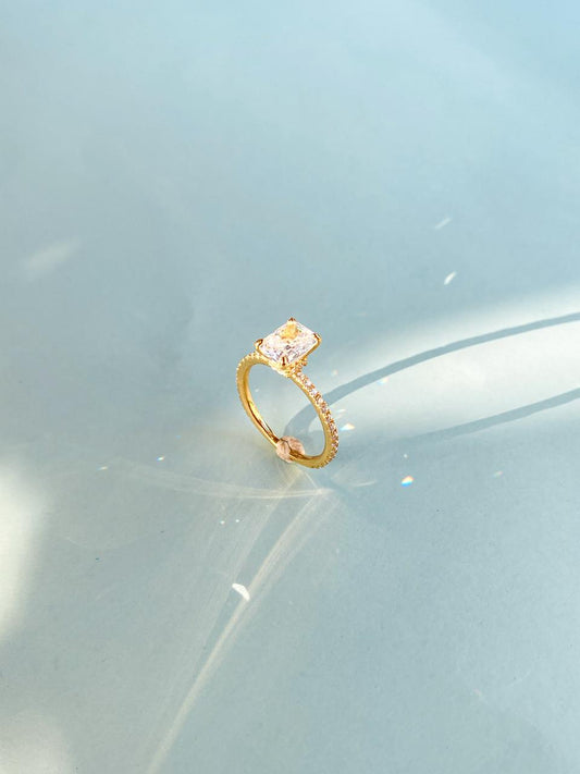 Emerald pure silver gold coated ring