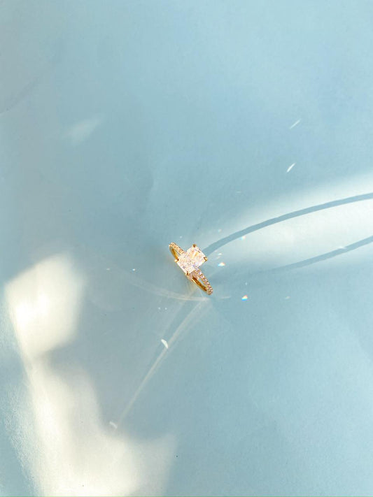 Emerald pure silver gold coated ring