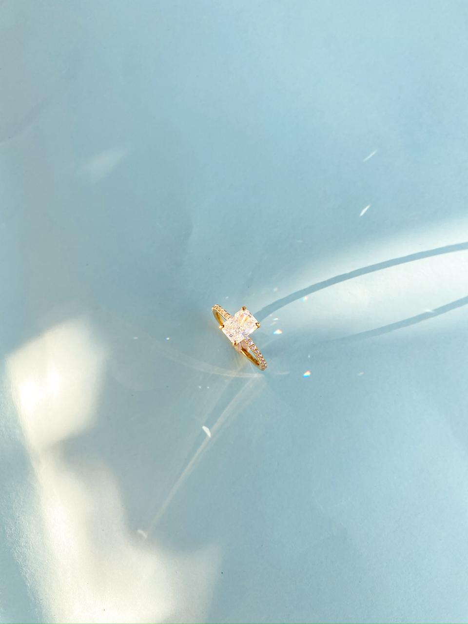 Emerald pure silver gold coated ring