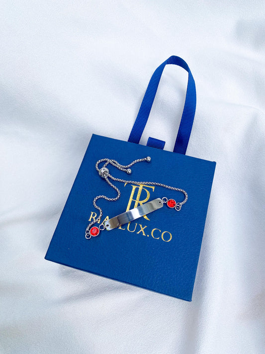 Red stone serenrity Engrave bracelet