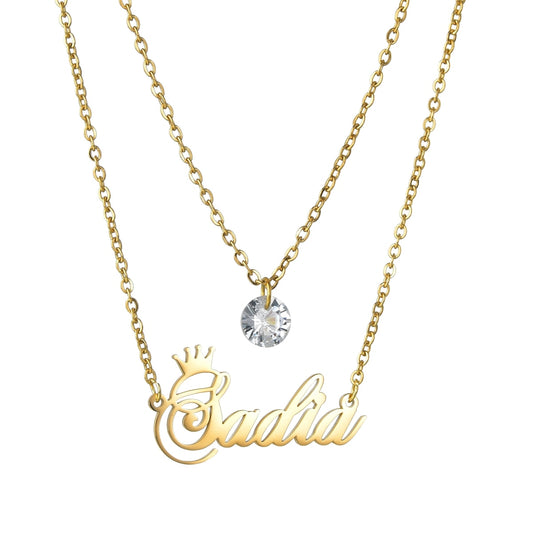 Personalized Double Layers Zircon Necklace Pendant