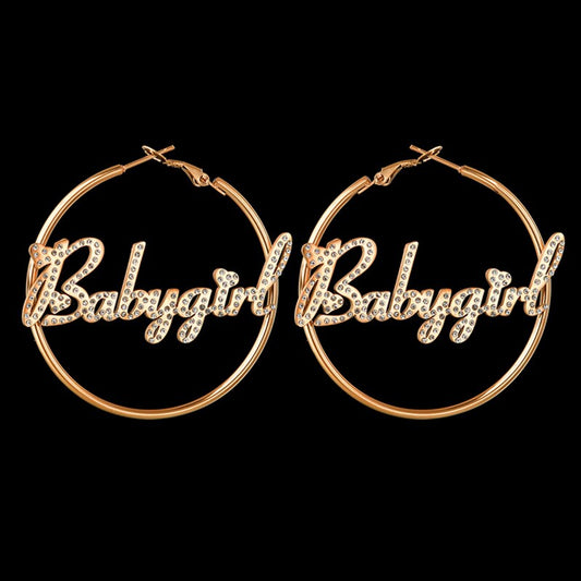 Custom Earrings With Stone Personalised Name hoop