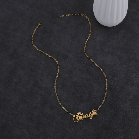 Custom Name Necklace Crown Butterfly nameplate Pendants