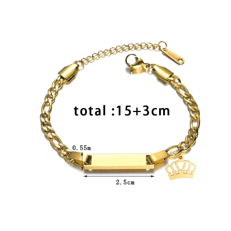 Kids Crown Personalized Bracelet Engrave