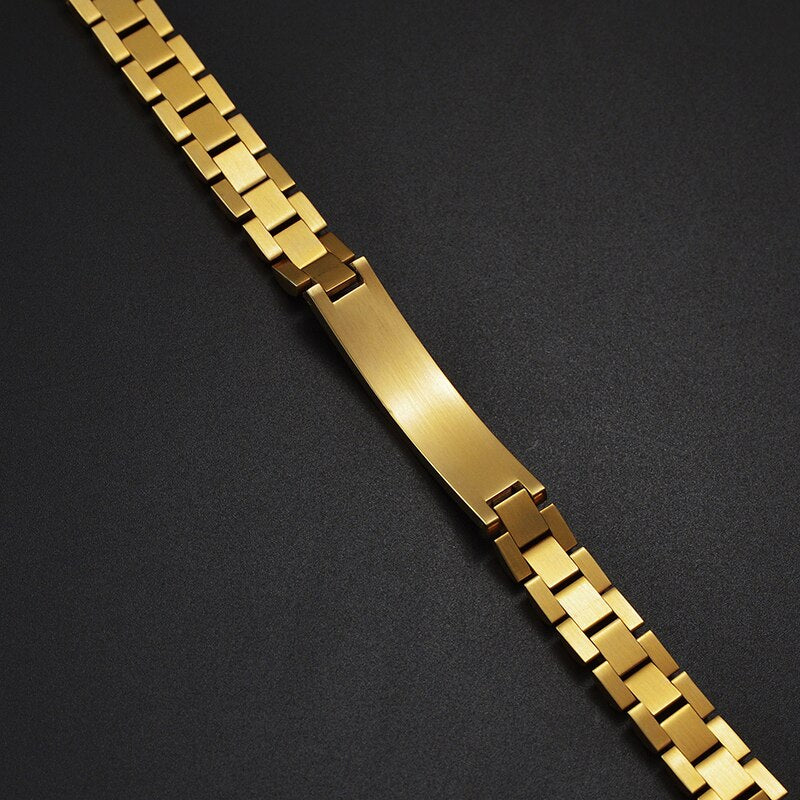 Bracelets personnalisés pour hommes et femmes, 10mm, nom et Date gravés, chaîne épaisse, bijoux en acier inoxydable, cadeau