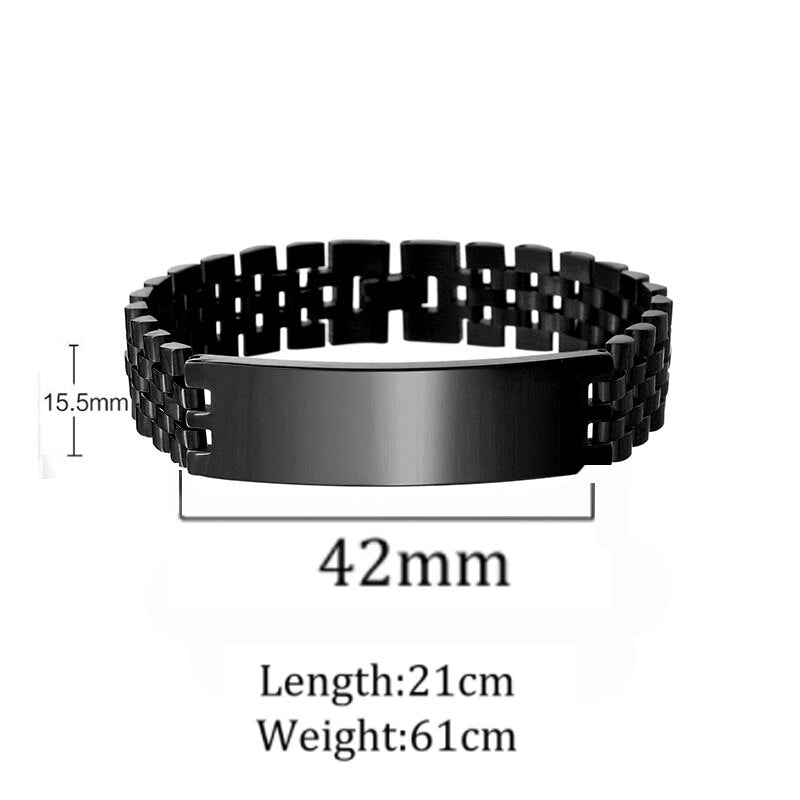 Bracelets personnalisés pour hommes et femmes, 10mm, nom et Date gravés, chaîne épaisse, bijoux en acier inoxydable, cadeau