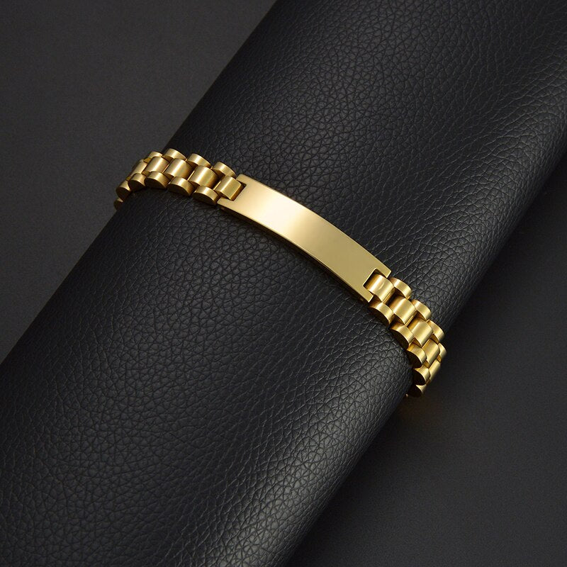 Bracelets personnalisés pour hommes et femmes, 10mm, nom et Date gravés, chaîne épaisse, bijoux en acier inoxydable, cadeau