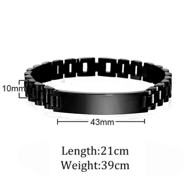 Bracelets personnalisés pour hommes et femmes, 10mm, nom et Date gravés, chaîne épaisse, bijoux en acier inoxydable, cadeau