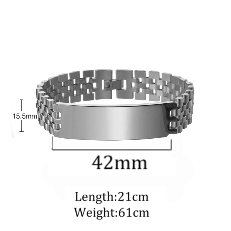 Bracelets personnalisés pour hommes et femmes, 10mm, nom et Date gravés, chaîne épaisse, bijoux en acier inoxydable, cadeau
