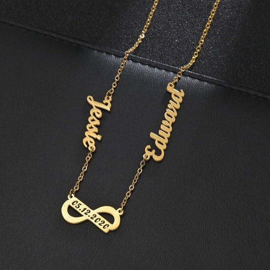 Custom Name Necklace Stainless Steel Multiple Names Necklaces Infinity Pendant Heart Butterfly For Women Personalized Jewelry