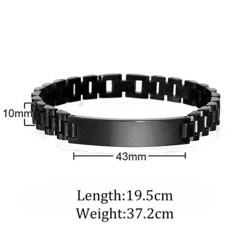 Bracelets personnalisés pour hommes et femmes, 10mm, nom et Date gravés, chaîne épaisse, bijoux en acier inoxydable, cadeau