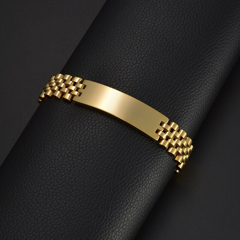 Bracelets personnalisés pour hommes et femmes, 10mm, nom et Date gravés, chaîne épaisse, bijoux en acier inoxydable, cadeau