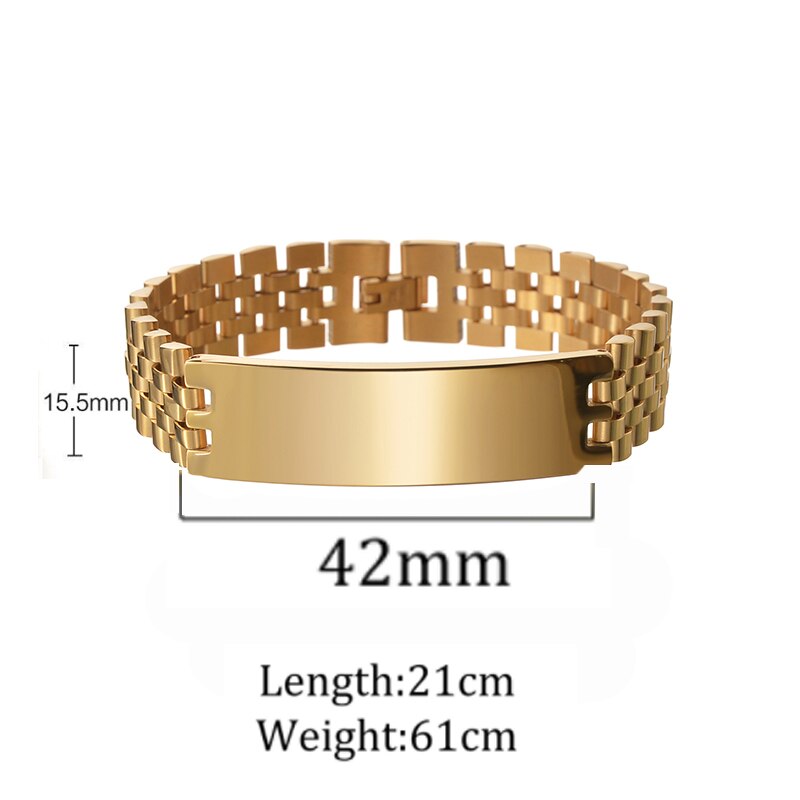 Bracelets personnalisés pour hommes et femmes, 10mm, nom et Date gravés, chaîne épaisse, bijoux en acier inoxydable, cadeau