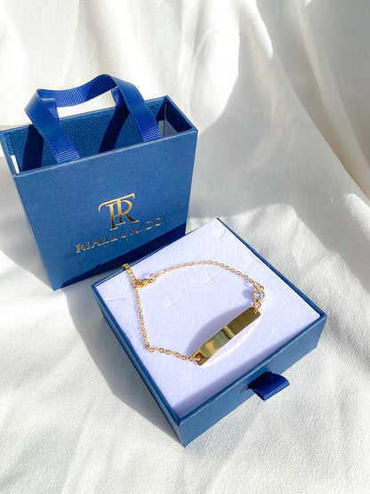 Woman stone Engrave name bracelet