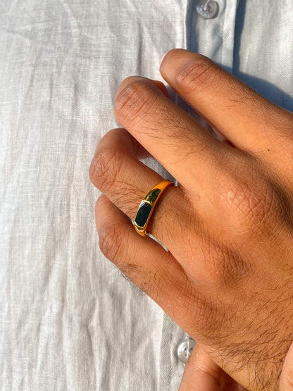 Man obsidian signet ring