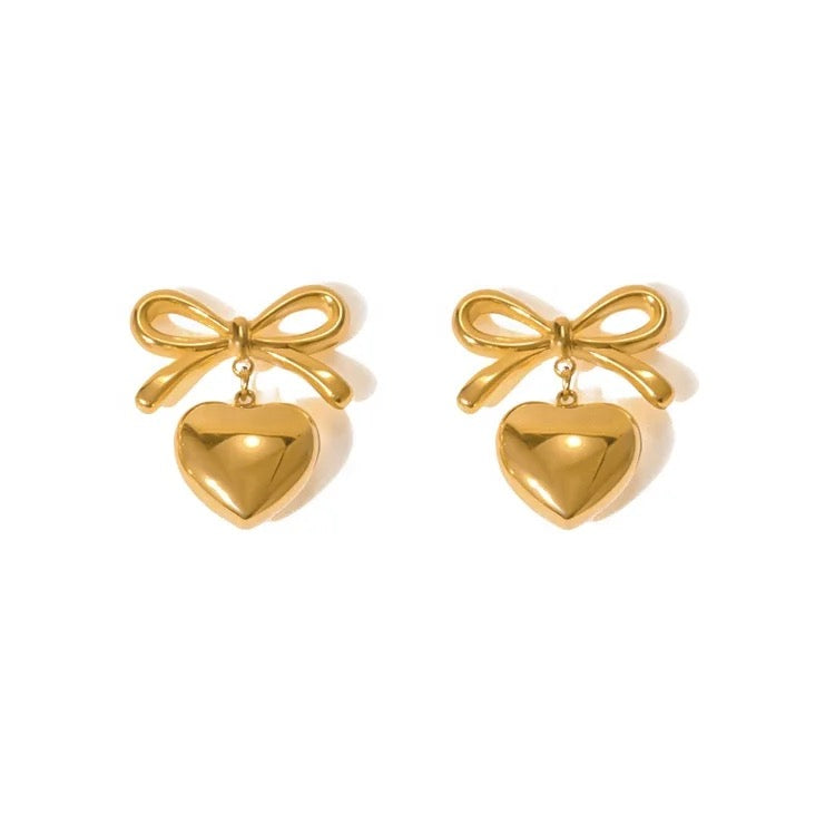 Aliya bow heart earrings