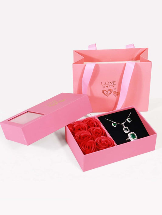 Pink roses unisex gift box + gift bag