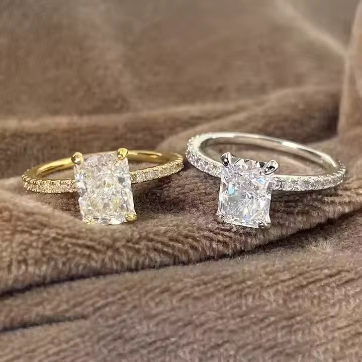 Emerald pure silver gold coated ring