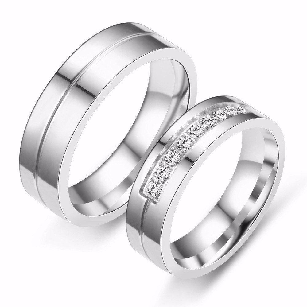 Bague bandeau homme zircone