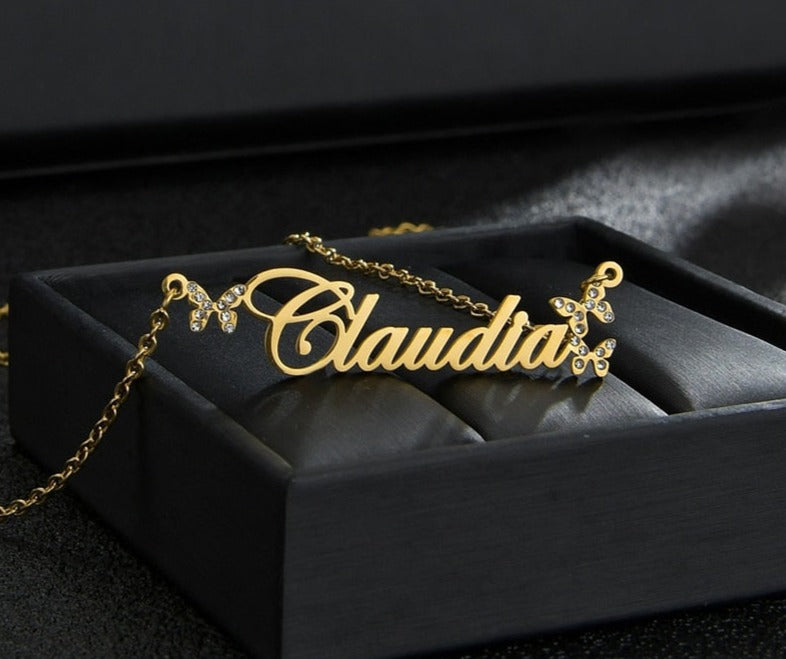 Personalized Butterfly Rhinestone Necklaces
