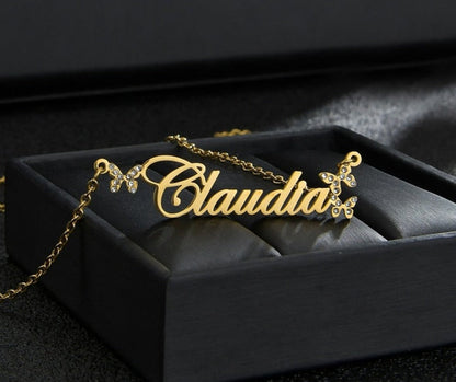 Personalized Butterfly Rhinestone Necklaces