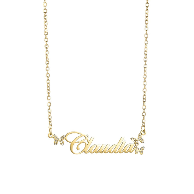 Personalized Butterfly Rhinestone Necklaces