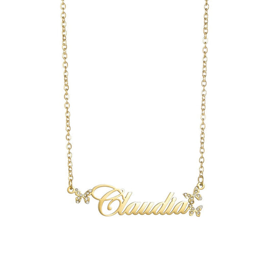 Personalized Butterfly Rhinestone Necklaces