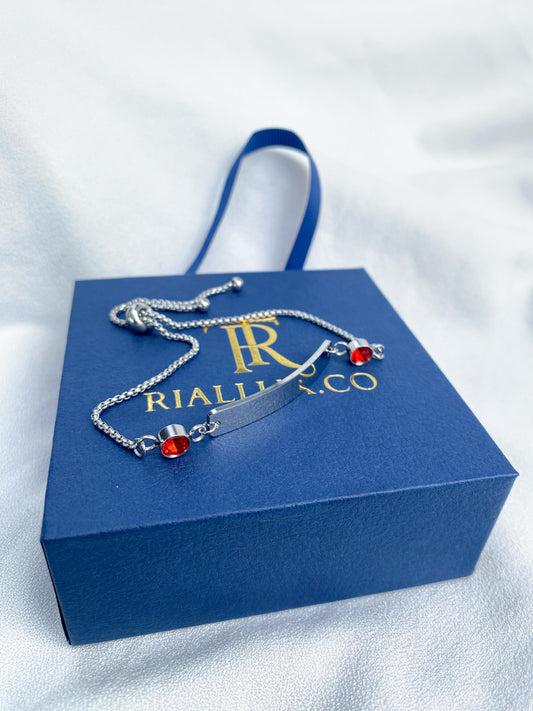 Red stone serenrity Engrave bracelet