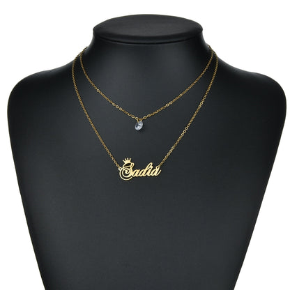 Personalized Double Layers Zircon Necklace Pendant