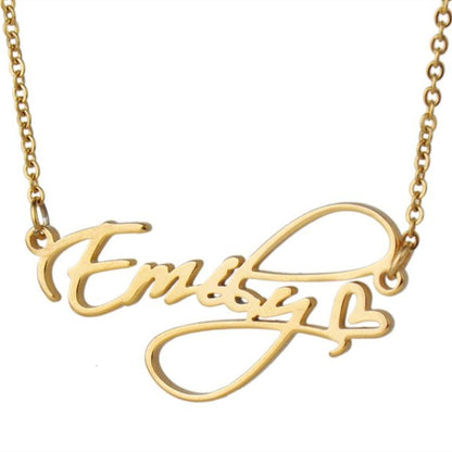 Colliers avec nom cursif à la mode, avec cœur, lettre exquise en acier inoxydable, pendentif ras du cou, bijoux à breloques, cadeaux de noël