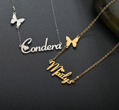 Collier prénom papillon