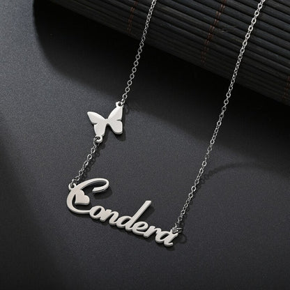 Collier prénom papillon