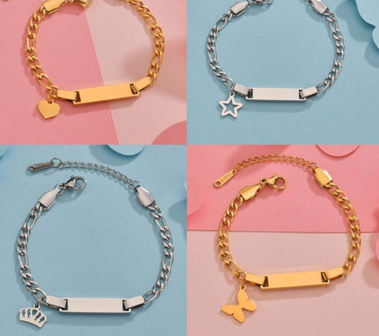 Kids Crown Personalized Bracelet Engrave