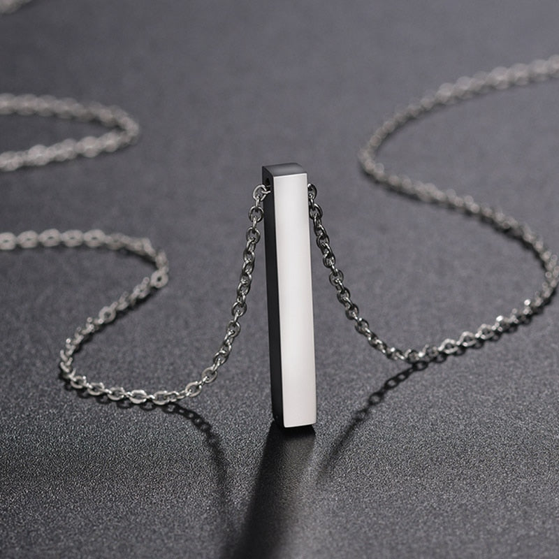 Collier Barre Verticale Gravé