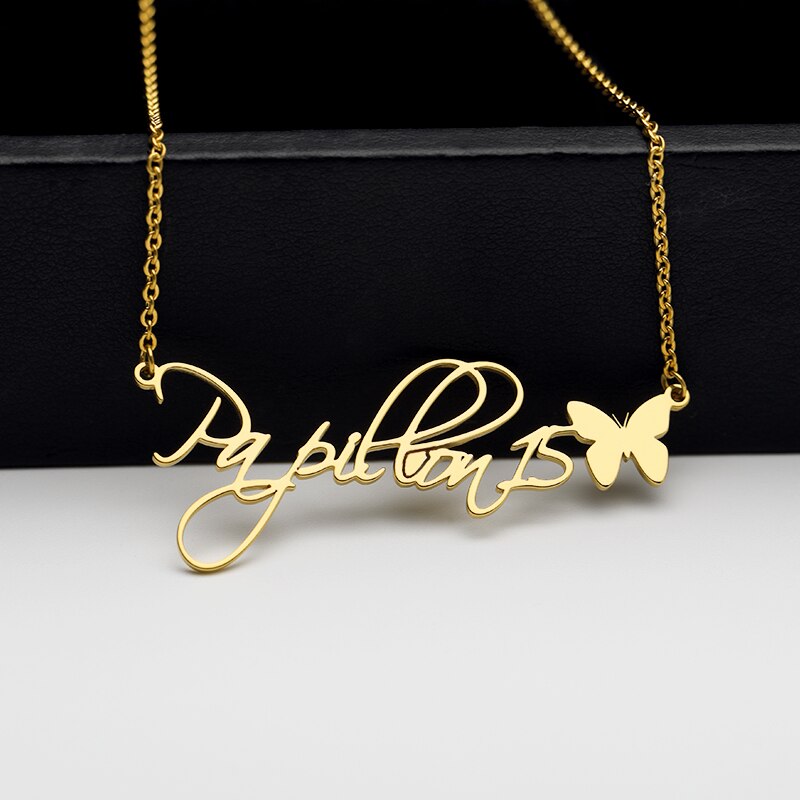 Cute Butterfly Necklace Personalized Name  Necklaces for Women Children