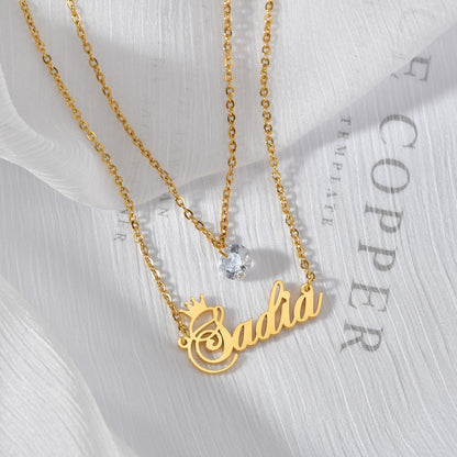 Personalized Double Layers Zircon Necklace Pendant