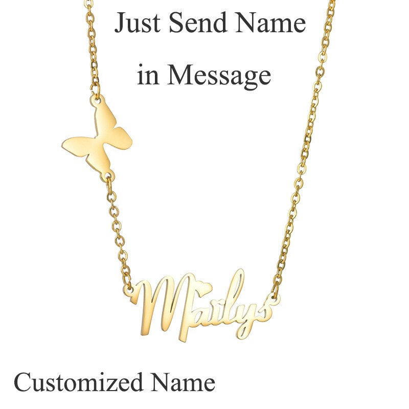 Collier prénom papillon
