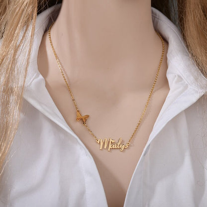 Collier prénom papillon