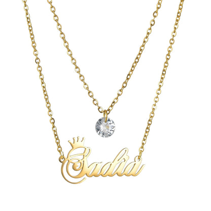 Personalized Double Layers Zircon Necklace Pendant