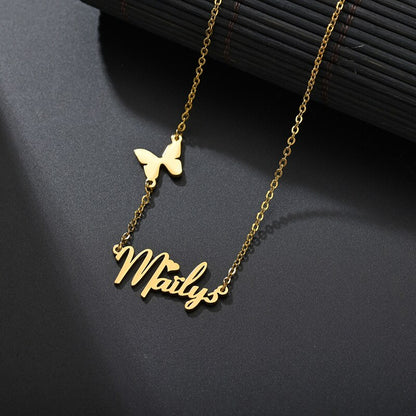 Collier prénom papillon