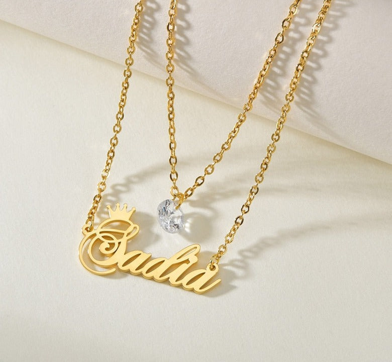 Personalized Double Layers Zircon Necklace Pendant