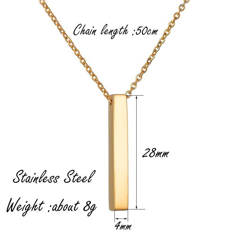 Collier Barre Verticale Gravé