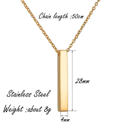 Collier Barre Verticale Gravé