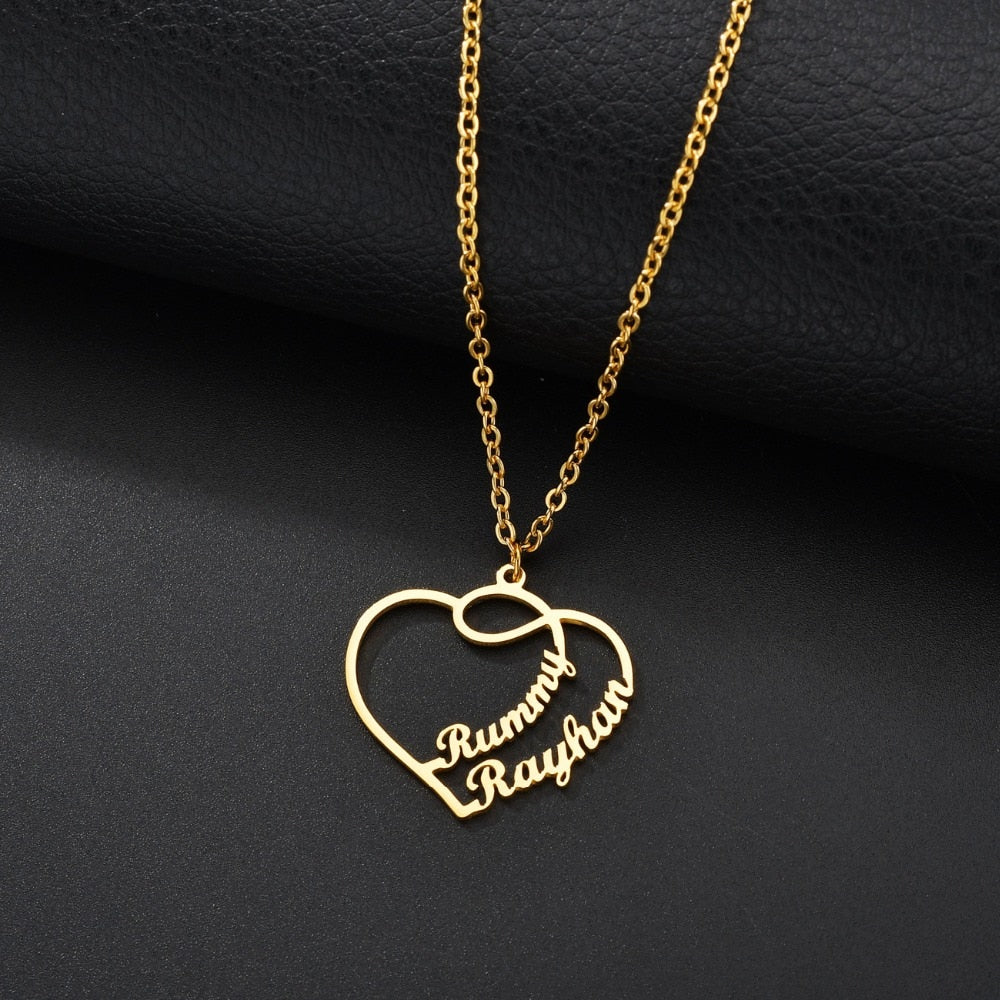 Collier personnalisé avec nom, lettre creuse, cœur, couronne papillon, ras du cou, bijoux cadeaux