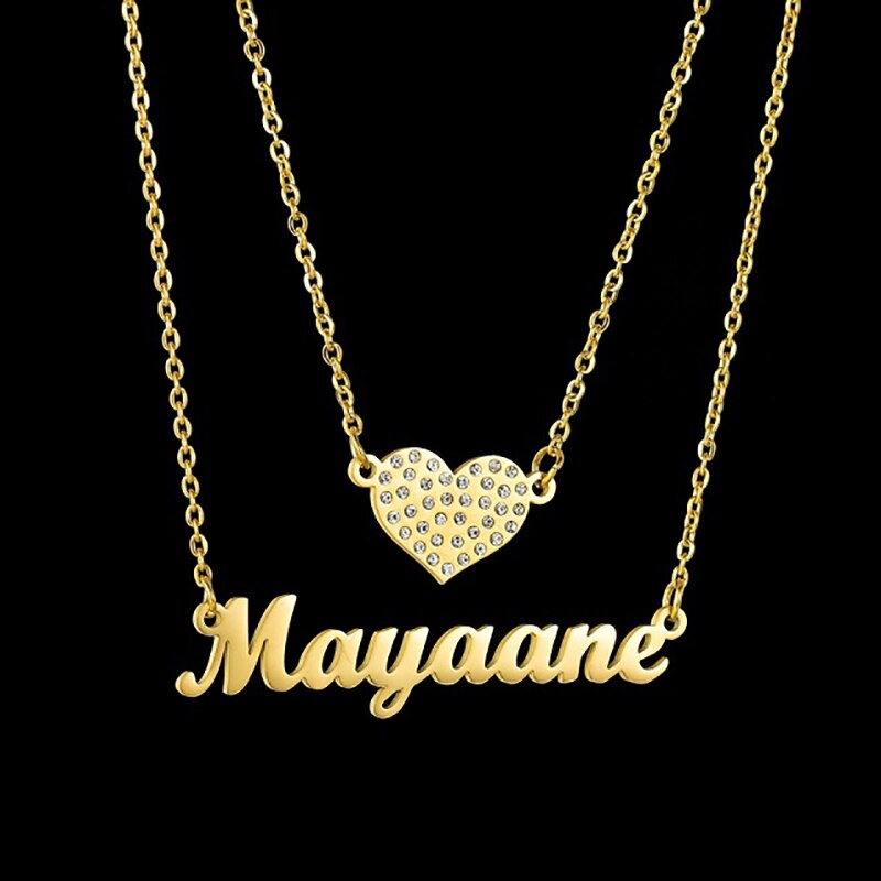 Collier double couche personnalisé en Zircon, bijoux