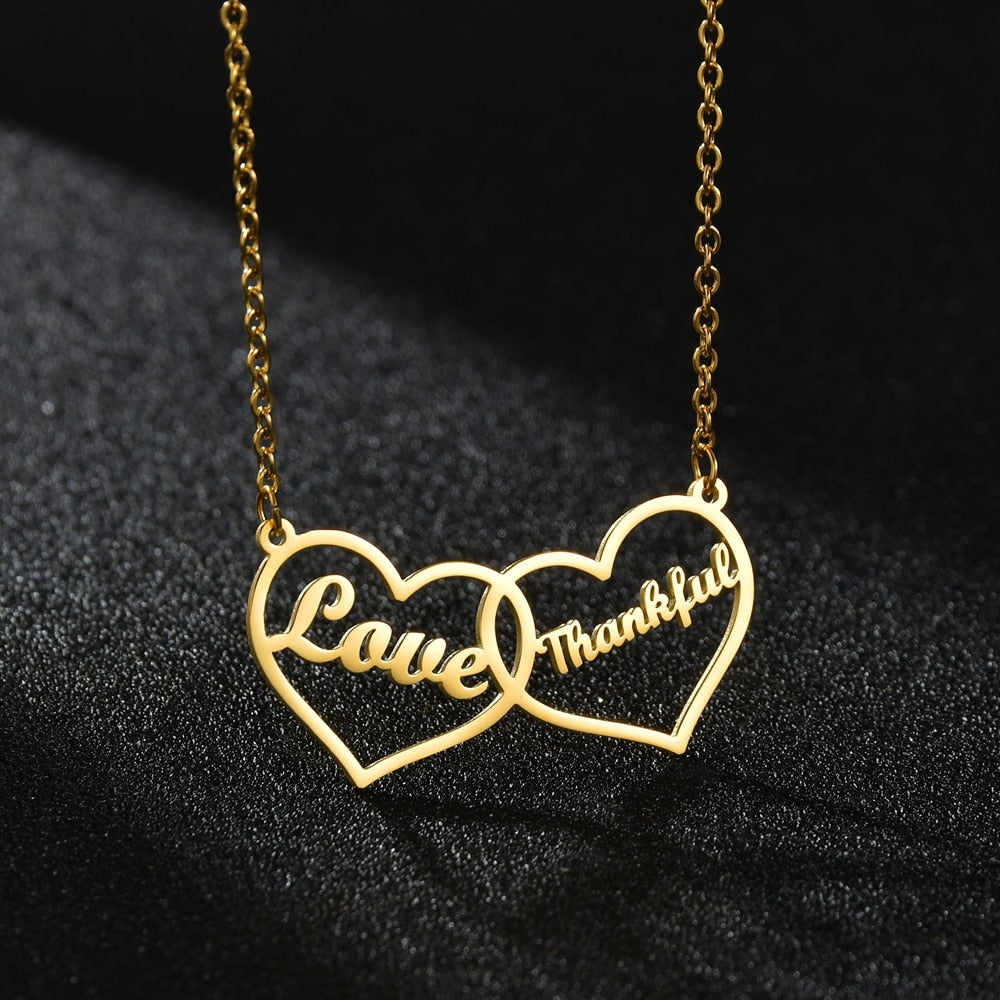 Collier personnalisé avec nom, lettre creuse, cœur, couronne papillon, ras du cou, bijoux cadeaux