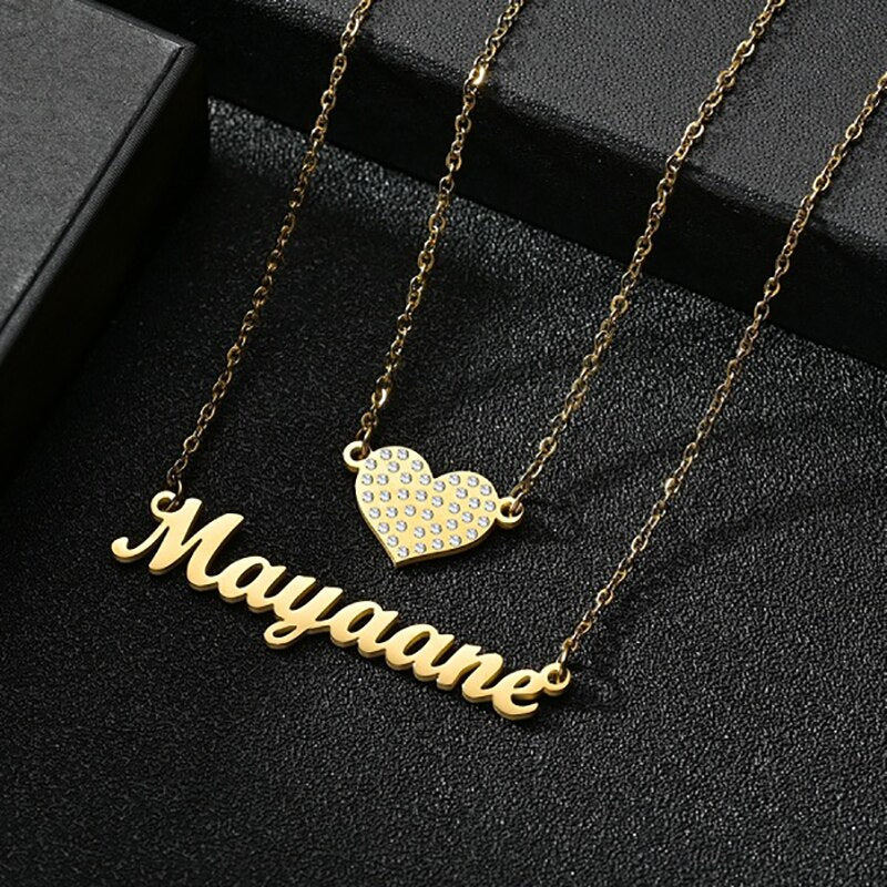 Collier double couche personnalisé en Zircon, bijoux