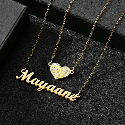 Collier double couche personnalisé en Zircon, bijoux